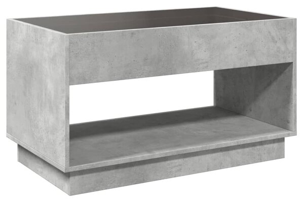 Betonszürke végtelen hatású LED-es dohányzóasztal 90x50x50 cm