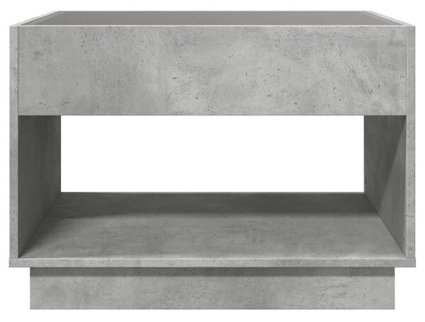 Betonszürke végtelen hatású LED-es dohányzóasztal 90x50x50 cm