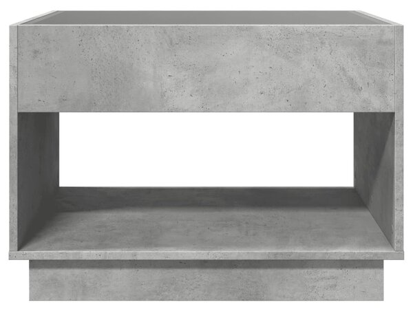 Betonszürke végtelen hatású LED-es dohányzóasztal 70x50x50 cm