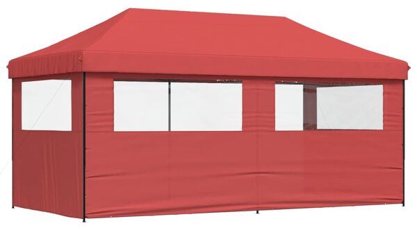 Burgundi összecsukható felugró rendezvénysátor 3 oldalfallal