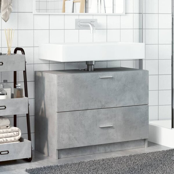Betonszürke szerelt fa mosdószekrény 78 x 37 x 59 cm