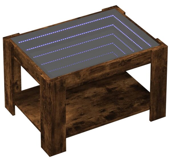 Füstös tölgy szerelt fa dohányzóasztal LED-del 73 x 53 x 45 cm