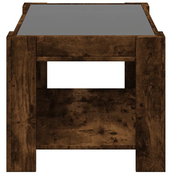Füstös tölgy szerelt fa dohányzóasztal LED-del 73 x 53 x 45 cm