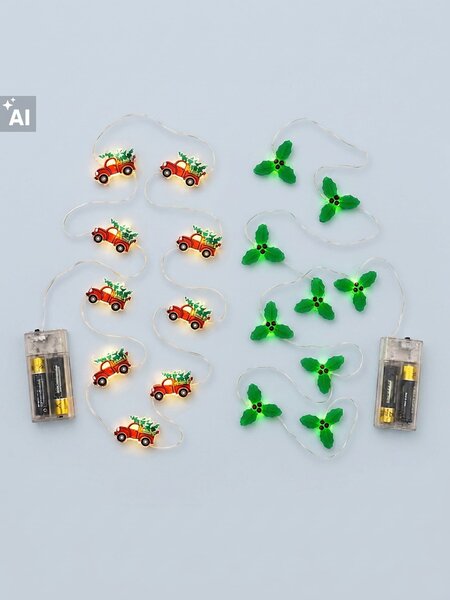 Sinsay - LED karácsonyfa fényfüzér szett autó és magyal mintával 2 pack - piros