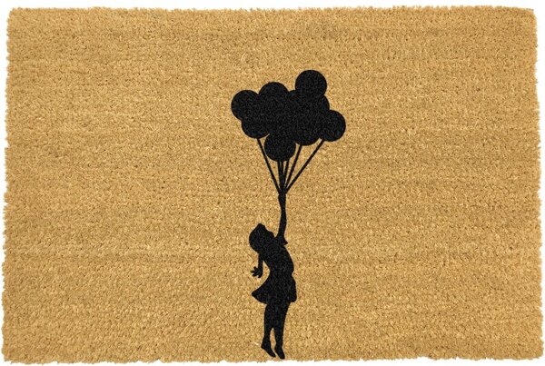 Flying Balloon Girl természetes kókuszrost lábtörlő, 40 x 60 cm - Artsy Doormats
