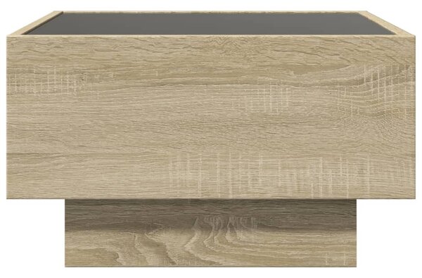 Sonoma tölgy szerelt fa dohányzóasztal LED-del 50 x 50 x 30 cm
