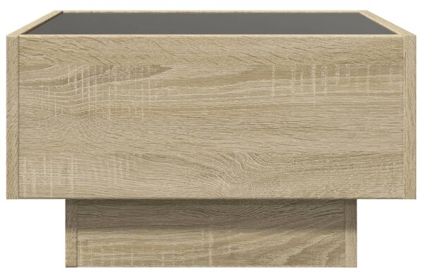 Sonoma tölgy szerelt fa dohányzóasztal LED-del 50 x 50 x 30 cm