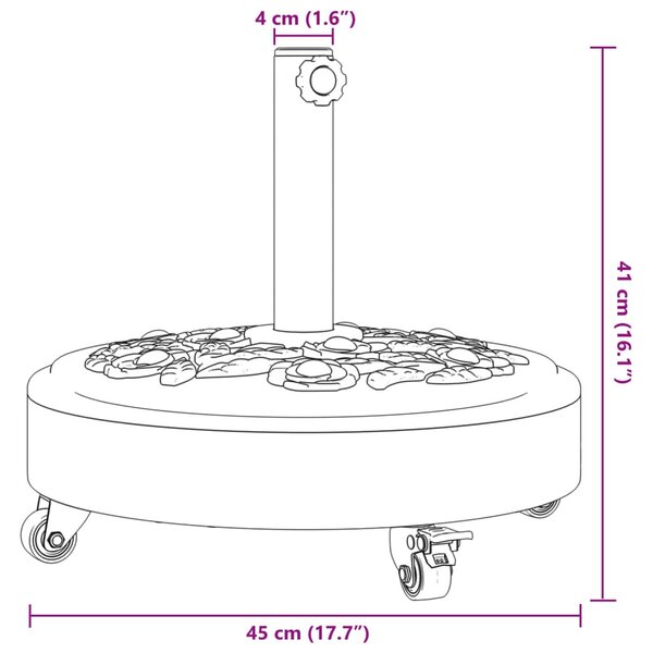 Görgős kerek napernyőtalp rúdhoz Ø38 / 48 mm 27 kg