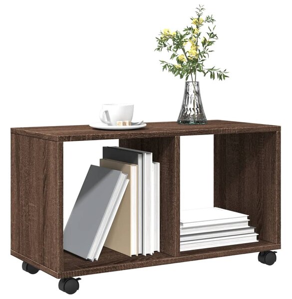 Barna tölgy színű szerelt fa görgős szekrény 72 x 33 x 42,5 cm
