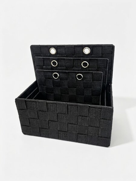 Sinsay - Fonott tároló kosár készlet 3 pack - fekete