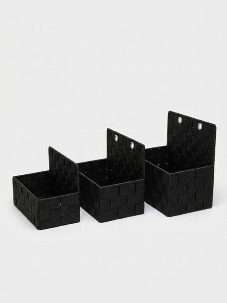Sinsay - Fonott tároló kosár készlet 3 pack - fekete