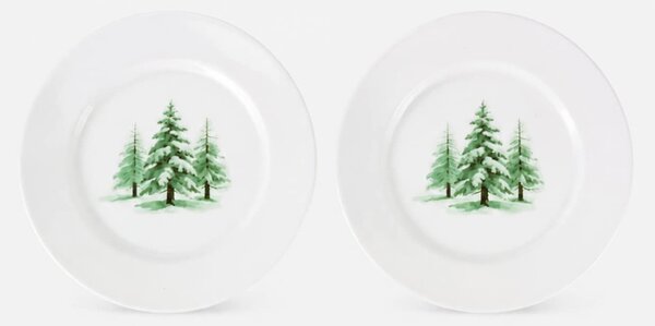 Sinsay - Üveg reggelizőtányérok karácsonyfa mintával 2 pack - zöld