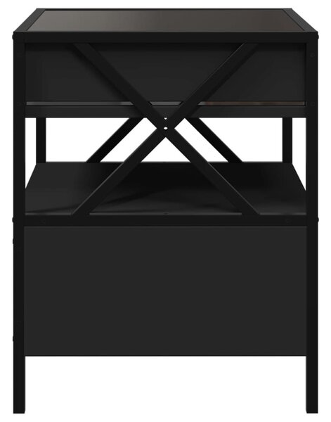 VidaXL fekete végtelen hatású LED-es éjjeliszekrény 40 x 40 x 51 cm