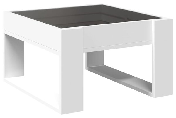Fehér végtelen hatású LED-es dohányzóasztal 50 x 53 x 30 cm