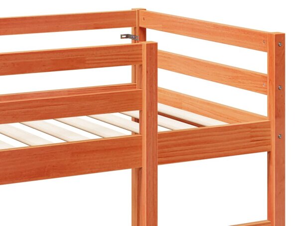 Viaszbarna tömör fenyő galériaágy-keret matrac nélkül 75x190 cm