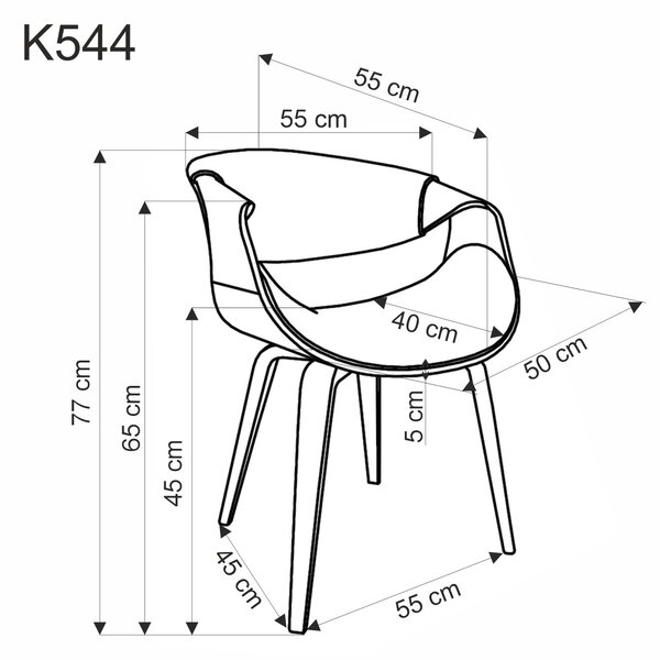 K544 étkezőszék (Szín: fekete/dió)
