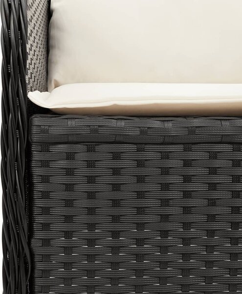 Fekete polyrattan kerti sarokkanapé párnával