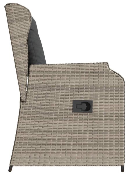 2 db világosszürke polyrattan dönthető kerti szék párnákkal
