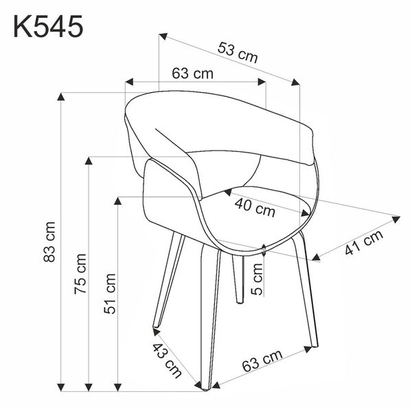 K545 étkezőszék (Szín: szürke/dió)