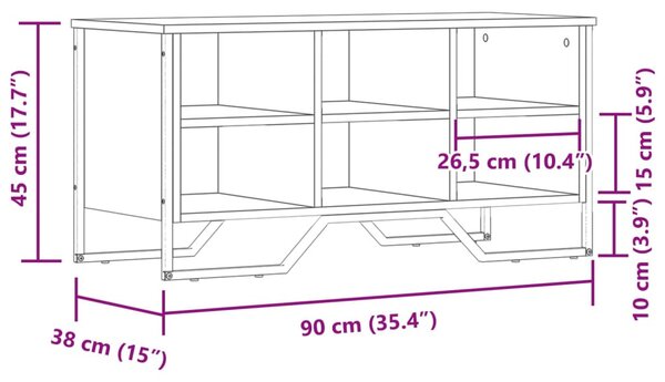 Füstös tölgy színű szerelt fa cipőszekrény 90 x 38 x 45,5 cm