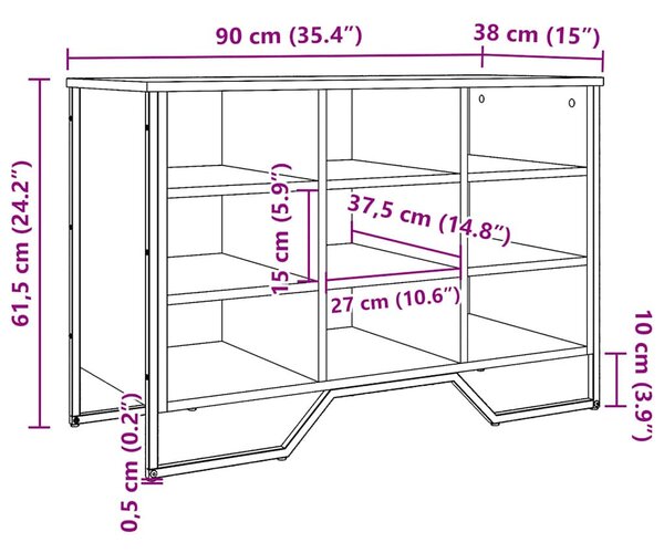 Fekete szerelt fa cipőszekrény 90 x 38 x 61,5 cm