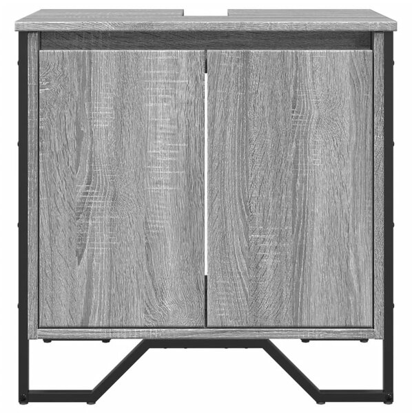 Szürke sonoma szerelt fa fürdőszobai mosdószekrény 60x35x60 cm
