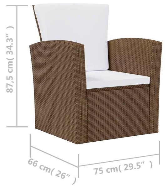 16 részes barna polyrattan kerti ülőgarnitúra párnákkal