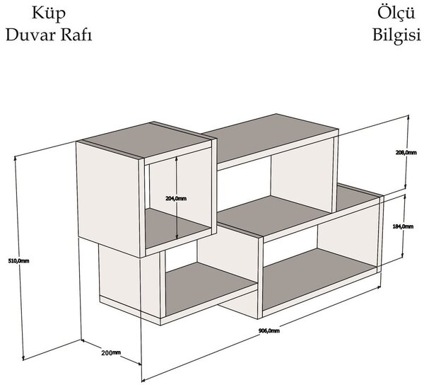 Falipolc, fehér antracit -