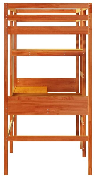 Viaszbarna tömör fenyő galériaágy-keret matrac nélkül 75x190 cm