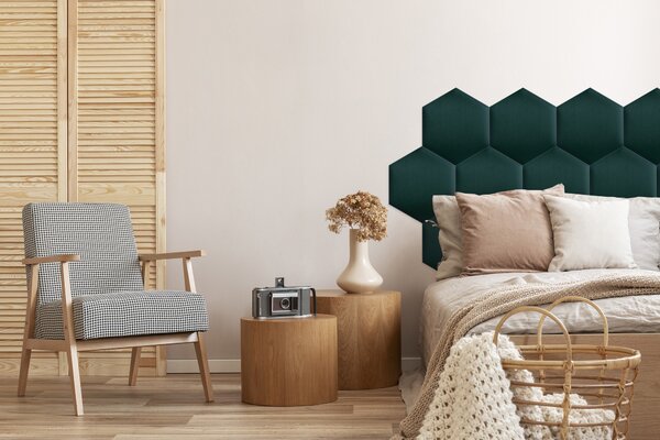 Kárpitozott panel - Hatszög - 40x35cm Szín: Fekete