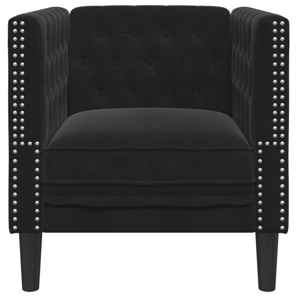 Fekete bársony Chesterfield kanapéfotel