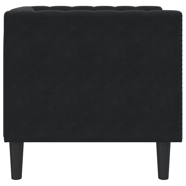 Fekete bársony Chesterfield kanapéfotel