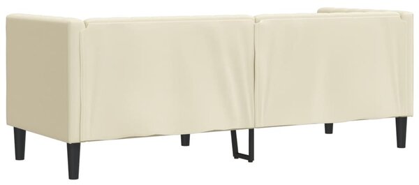 3 személyes krémszínű műbőr Chesterfield kanapé