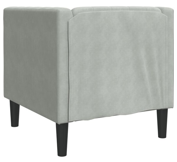 Világosszürke bársony Chesterfield kanapéfotel