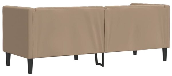 3 személyes kávészínű műbőr Chesterfield kanapé