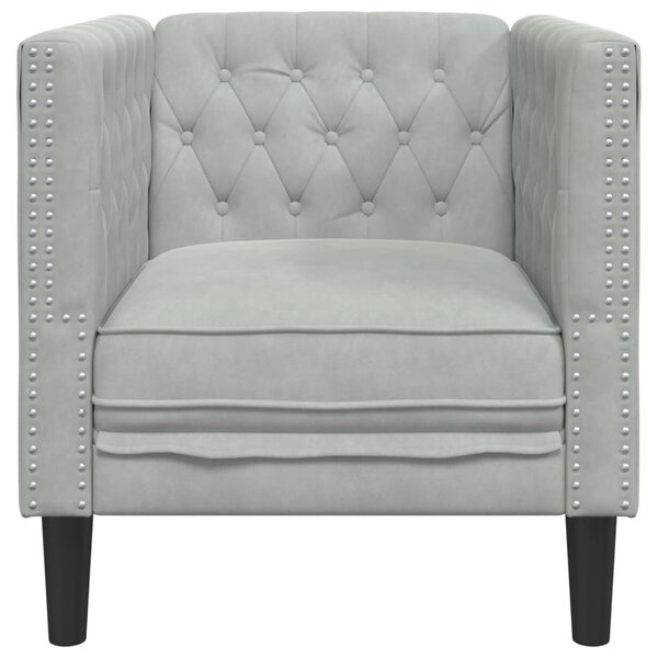 Világosszürke bársony Chesterfield kanapéfotel