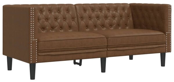 2 személyes barna műbőr Chesterfield kanapé