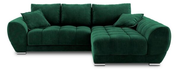Nuage palackzöld kinyitható sarokkanapé bársony kárpittal, jobb oldali - Windsor & Co Sofas