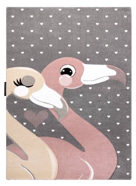 PETIT szőnyeg FLAMINGOS Flamingók szív szürke