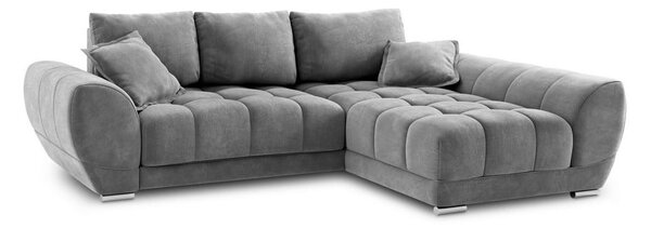 Nuage szürke kinyitható sarokkanapé bársony kárpittal, jobb oldali - Windsor & Co Sofas