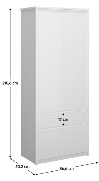 KONDELA Szekrény 4D1S, fehér, ERODIN