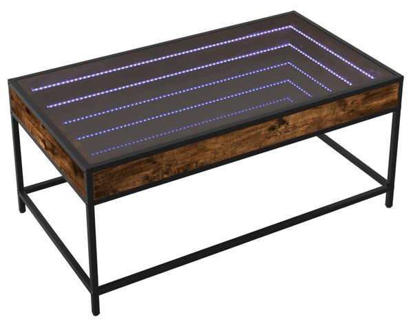 Füstös tölgy végtelen hatású LED-es dohányzóasztal 90x50x41 cm