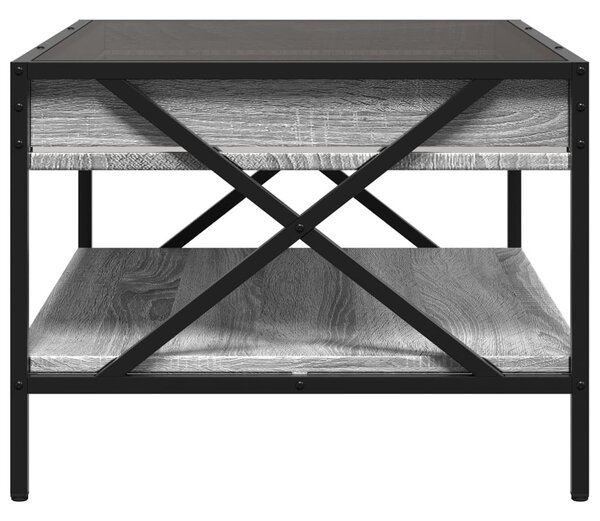 Szürke sonoma végtelen hatású LED-es dohányzóasztal 70x50x38 cm