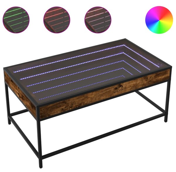 Füstös tölgy végtelen hatású LED-es dohányzóasztal 90x50x41 cm