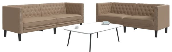 2 részes kávészínű műbőr Chesterfield kanapégarnitúra