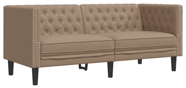 3 részes kávészínű műbőr Chesterfield kanapégarnitúra