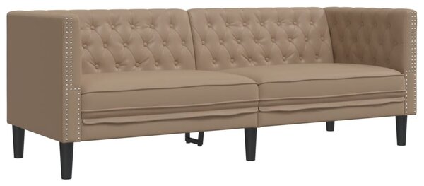 2 részes kávészínű műbőr Chesterfield kanapégarnitúra