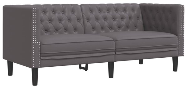 2 részes szürke műbőr Chesterfield kanapégarnitúra