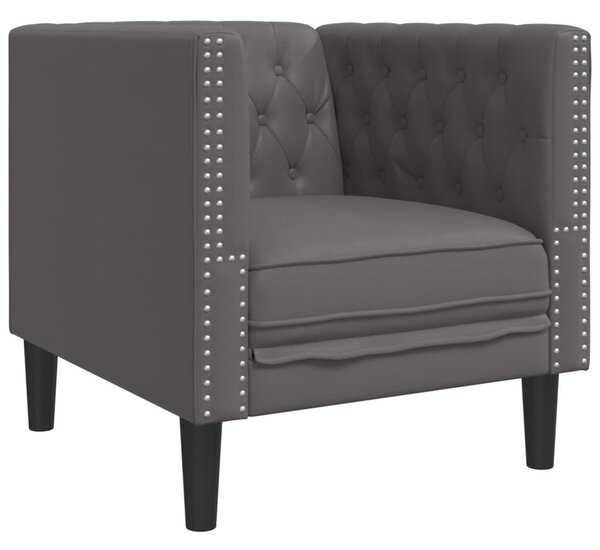 3 részes szürke műbőr Chesterfield kanapégarnitúra