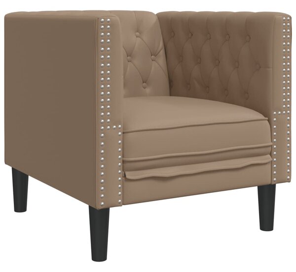3 részes kávészínű műbőr Chesterfield kanapégarnitúra
